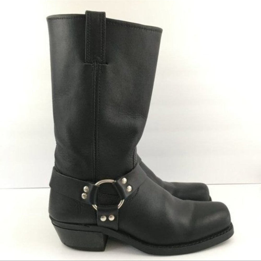Frye Harness 12R Black Leather Boots Size 9